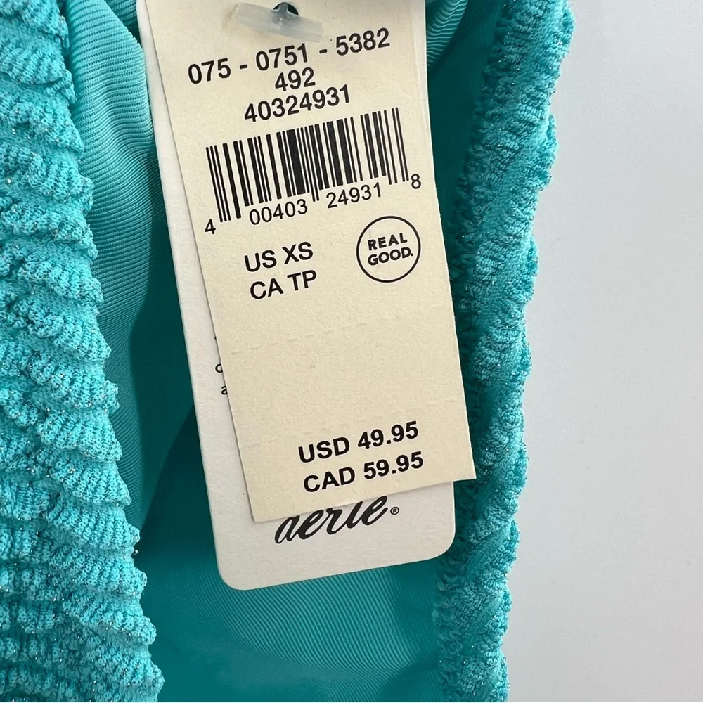 Aerie NWT Shimmery Crinkle Birthday Scoop Cheekiest One Piece Swimsuit Springs
